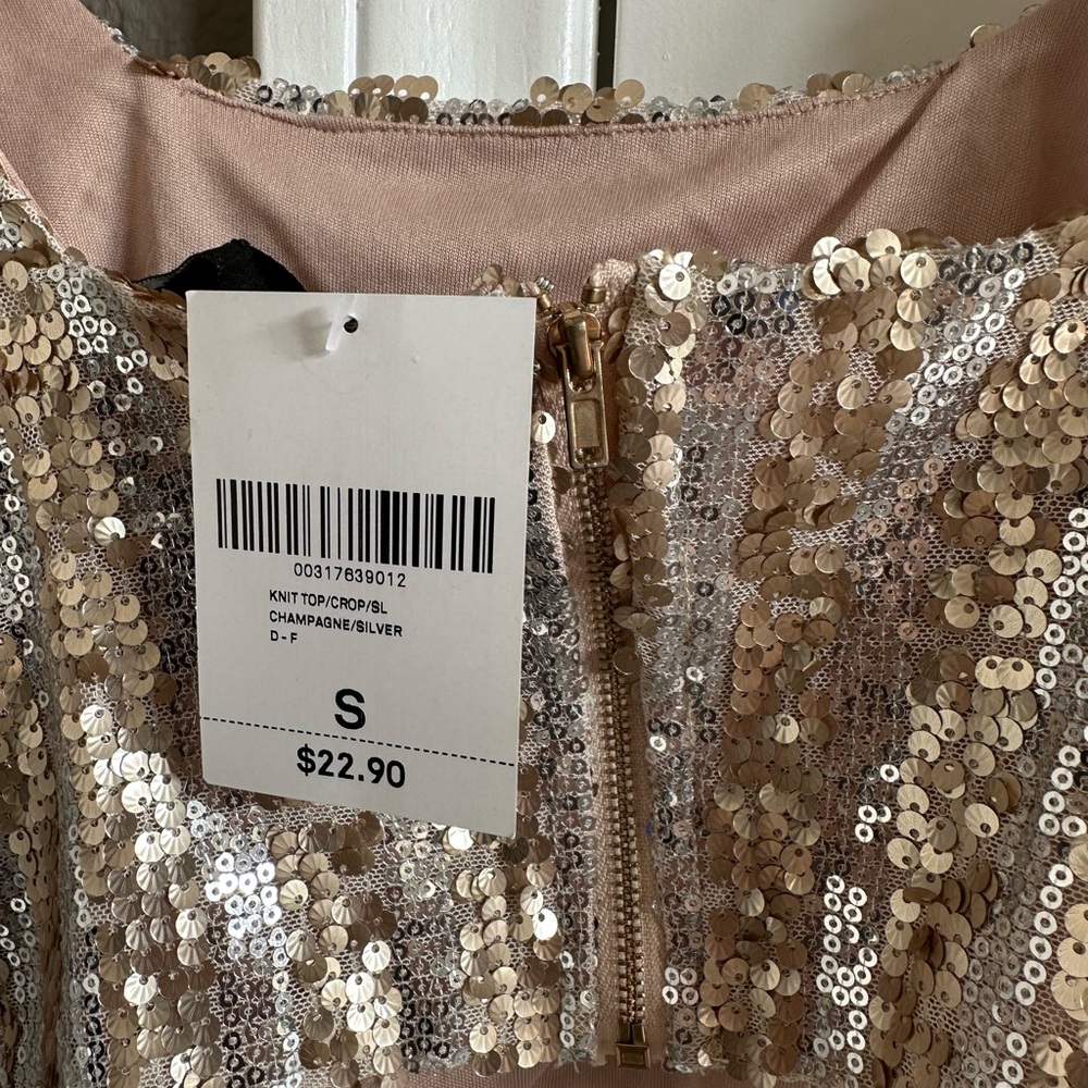 Sequin Striped Crop Top - Silver and Gold - Picture 3 of 3